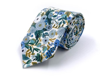 Dusty Blue Necktie, Mens Light Blue Floral Necktie, Misty Blue Ties, Powder Blue, Soft Blue, Traditional Wide, Slim Modern, or Skinny Tie