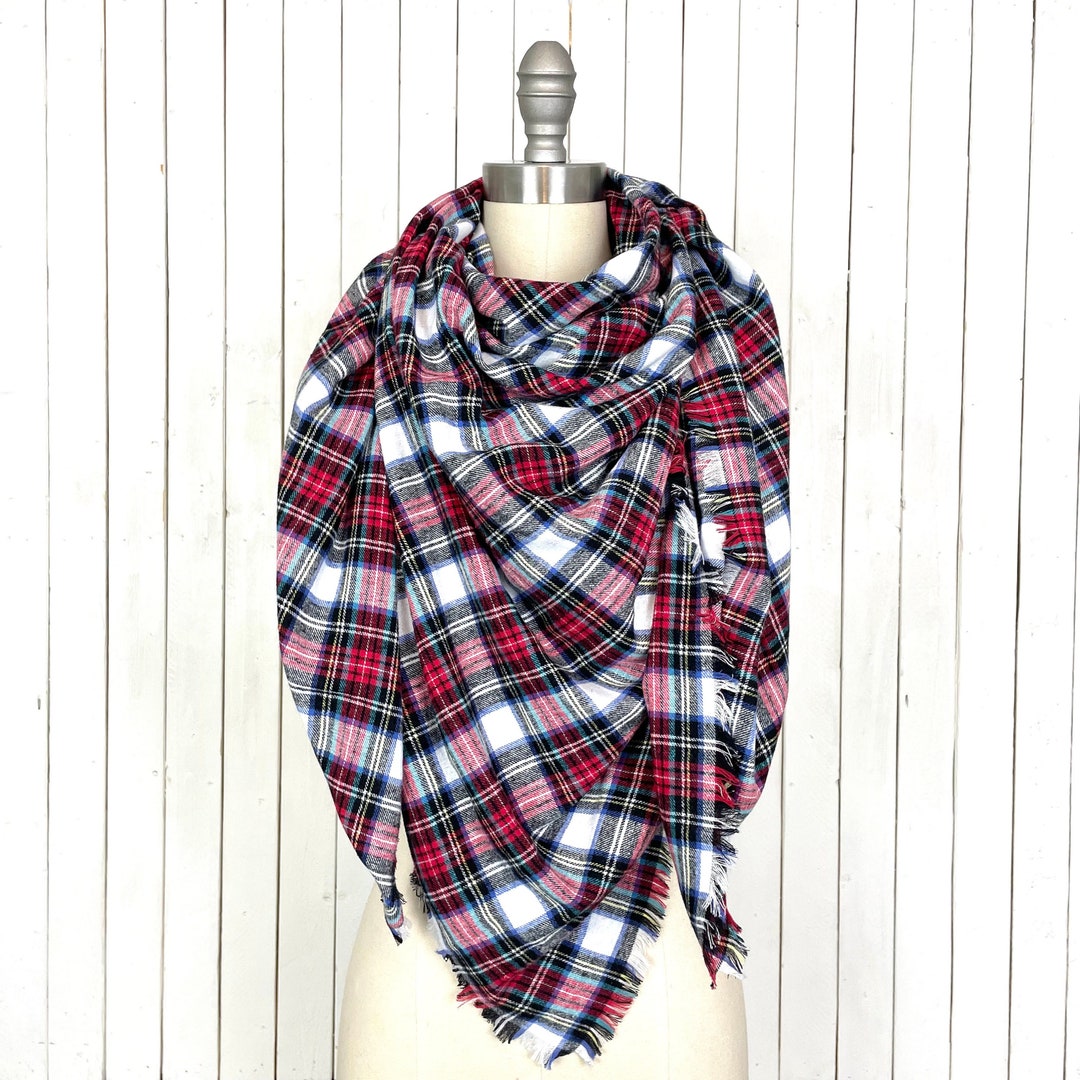 Écharpe Plaid Express - Couleurs Rose, Blanc, Gris, Tan - Neuf Avec étiquettes