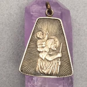 St Christopher Medal Sterling Antique Pendant Travel Protection Vintage Catholic Gift