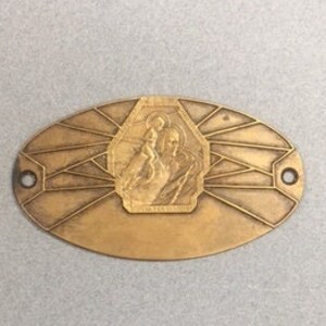 French St Christopher Medal Plaque France Rare Auto Travel Protection Vintage Catholic Gift