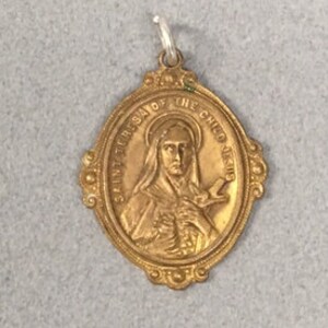 St Theresa Medal Little Flower Brass Vintage Catholic Gift