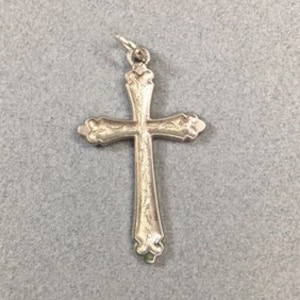 Engraved Cross Pendant Sterling Vintage Religious Gift