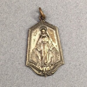 Antique Virgin Mary Medal Miraculous Prayer Antique Vintage Catholic Gift