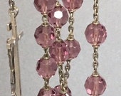 Sterling Purple Rosary 925 Crystal Cut Glass Violet Silver Faceted Worship Prayer Beads Vintage Catholic Gifts