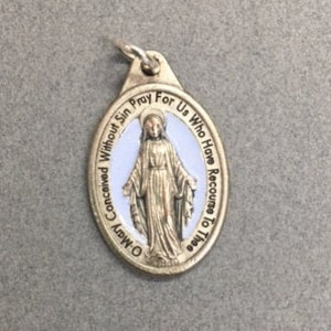 Blue Miraculous Medal Virgin Mary Catholic Jewelry Supply