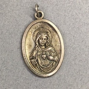 Virgin Mary Medal Sacred Heart Italy Miracles Vintage Catholic Gift