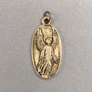 Guardian Angel Pendant Medallion Cherub Putti Vintage Catholic Gift