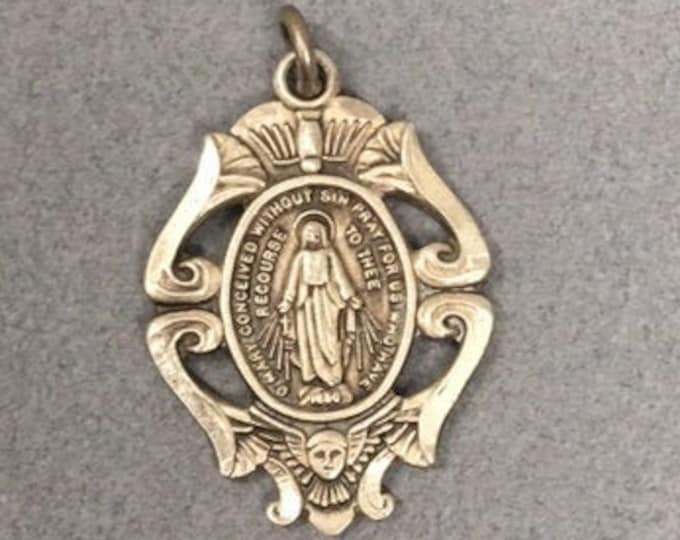Sterling Miraculous Medal 925 Chapel Pendant Virgin Mary Silver Blessed ...