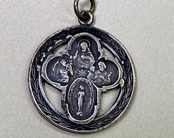 4 Way Sterling Cross Medal Hayward I AM A Catholic Miraculous Medal ...