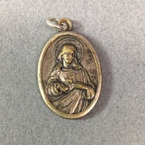 Jesus Christ Medal Virgin Carmel Sacred Heart Vintage Catholic Gifts