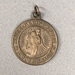 St Christopher Medal Automobile Airplane Travel Engraved Vintage Catholic Gift