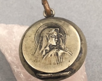 Virgin Mary Relic Container Germany Reliquary German .500 Silver Vintage Catholic Gift