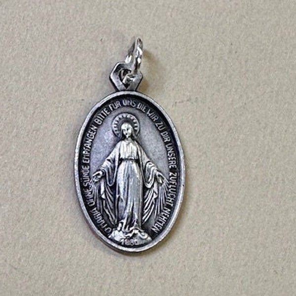 Miraculous Medal German Virgin Mary Protection Sick Blessed Mother Vintage Catholic Gift