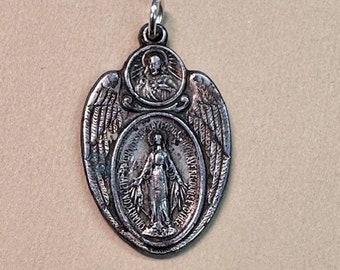 Antique Miraculous Medal Blessed Mother Miracle Vintage Catholic Gift
