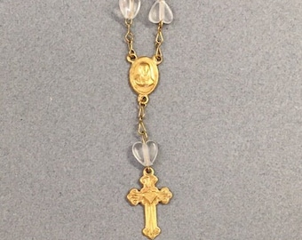 Small Gold Chaplet Hearts Little Rosary Vintage Catholic Gift