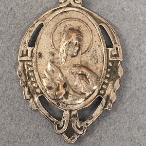 Virgin Mary Medal Art Deco Antique Vintage Catholic Gift