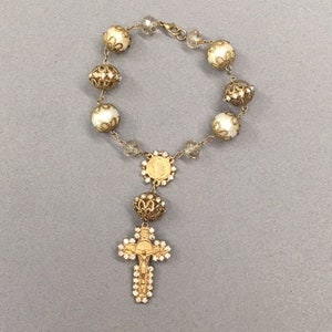 Gold Pearl Chaplet One Decade First Communion Vintage Catholic Gift