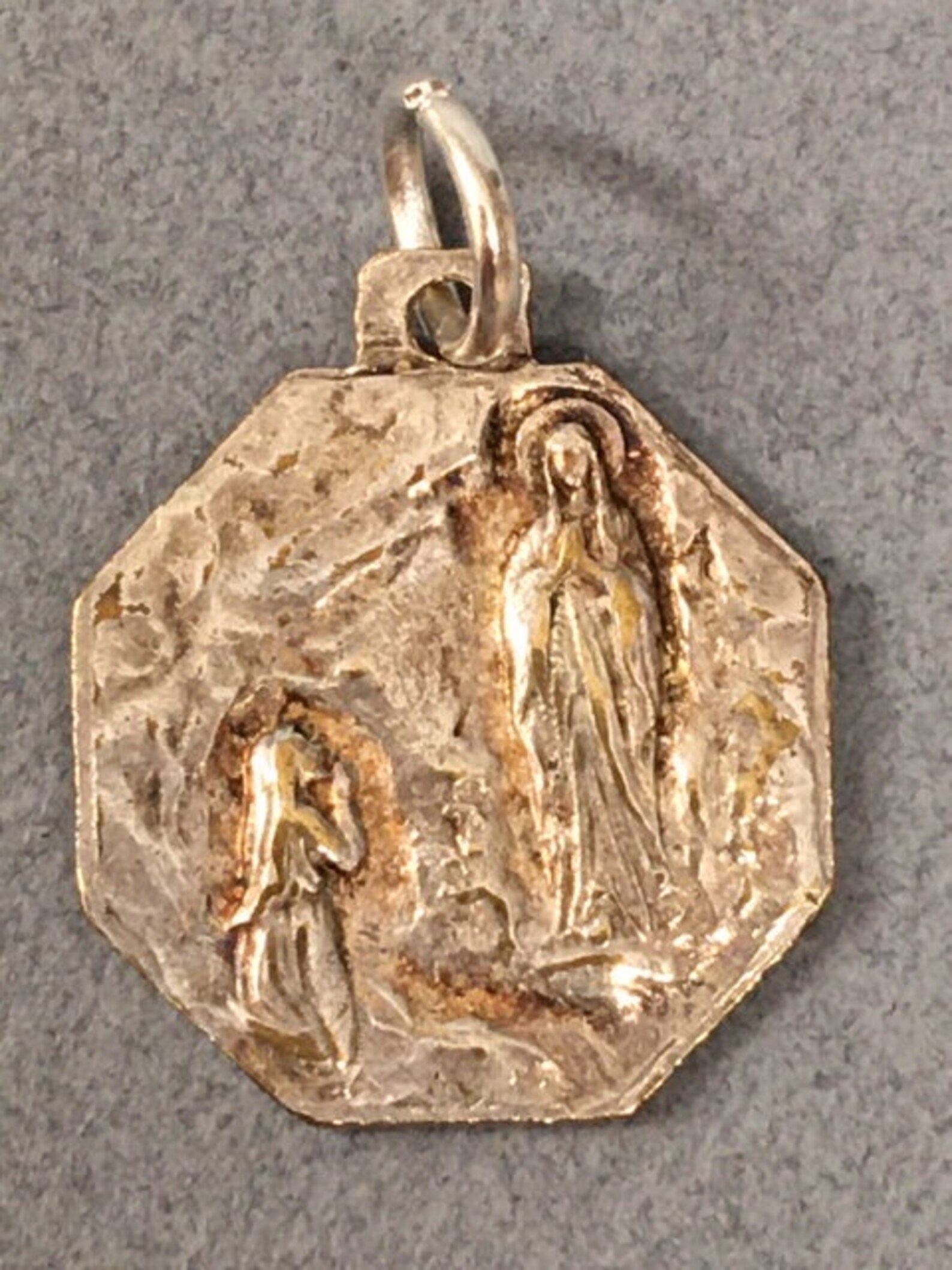 French Virgin Mary Medal Signed Blessed Mother Our Lady Vintage ...