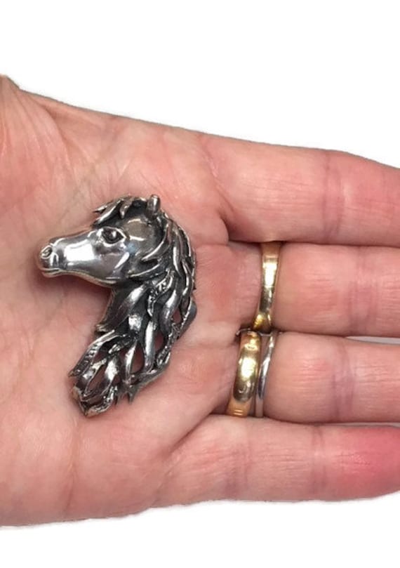 Horse head Brooch Mexico Sterling Equestrian Pin … - image 1