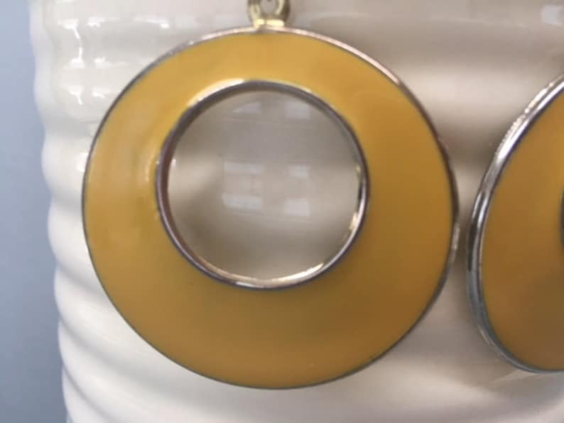 Large Hoop Earrings Circles Yellow Vintage Jewelry Gift
