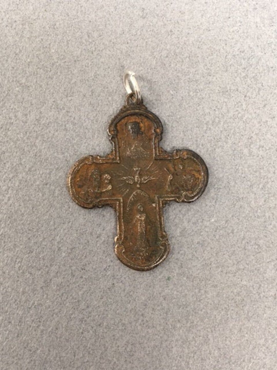 4 Way Cross Medal Aged Brass Vintage Catholic Gift - Etsy