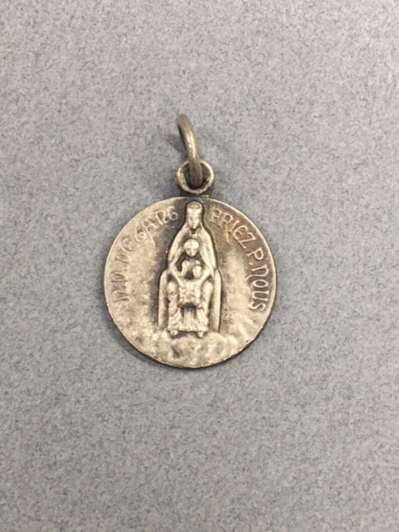 RARE Virgin Mary Medal Our Lady Pond Notre Dame French Vintage Catholic ...