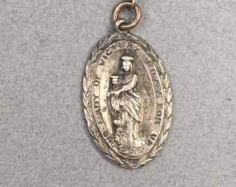 Miraculous Medal Pendant Our Lady of Victory Shrine Lackawanna Virgin Mary Medal Antique Vintage Catholic Gift