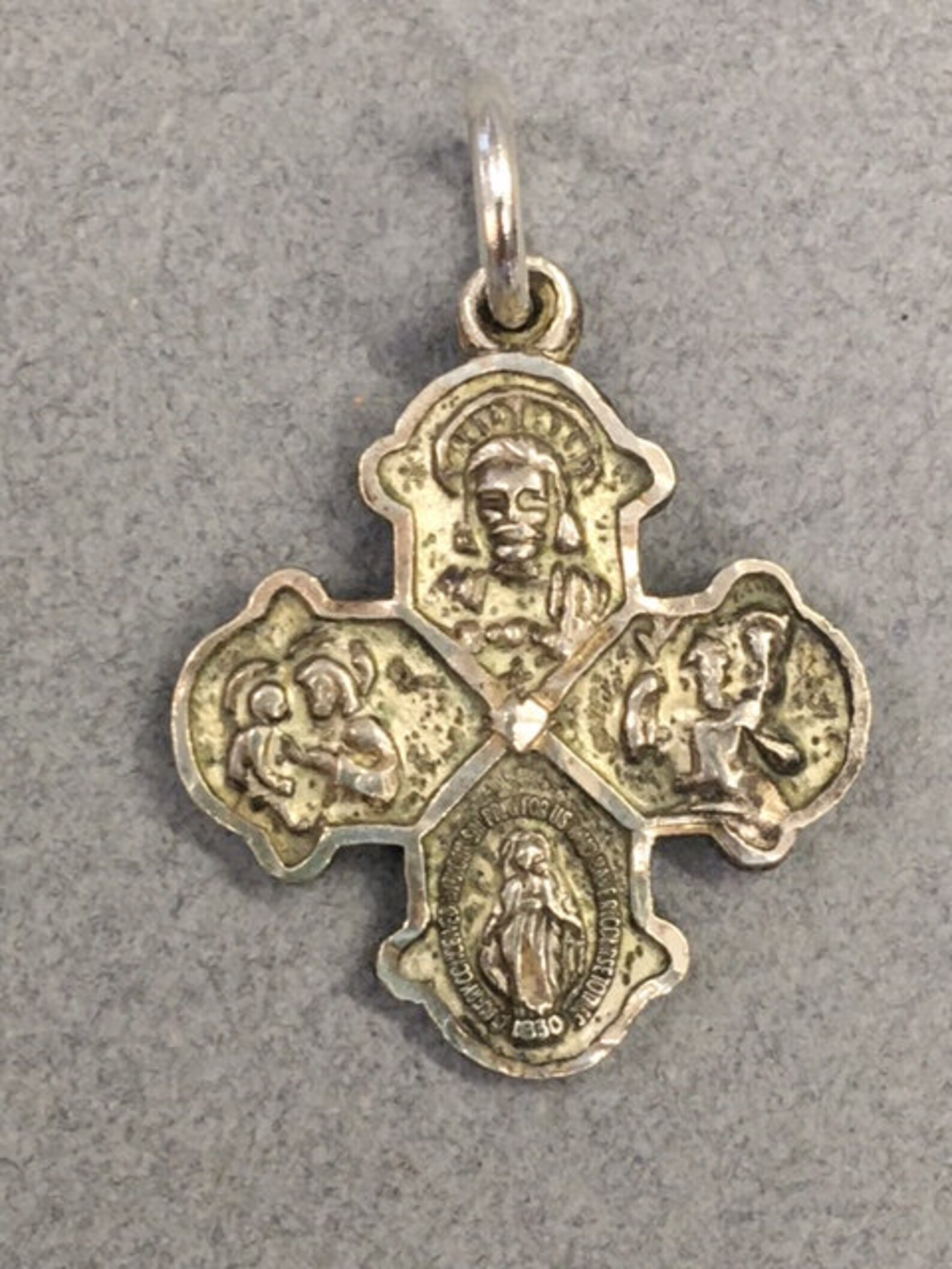 4 Way Sterling Cross Medal Hayward I AM A Catholic Miraculous Medal ...