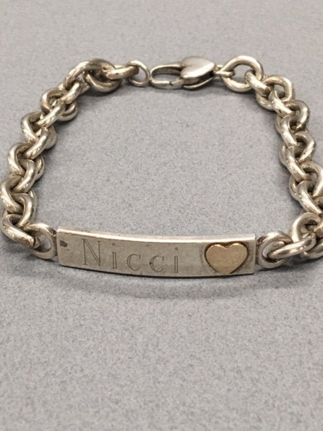 Sterling ID Bracelet 14K Gold Chunky Vintage Etsy