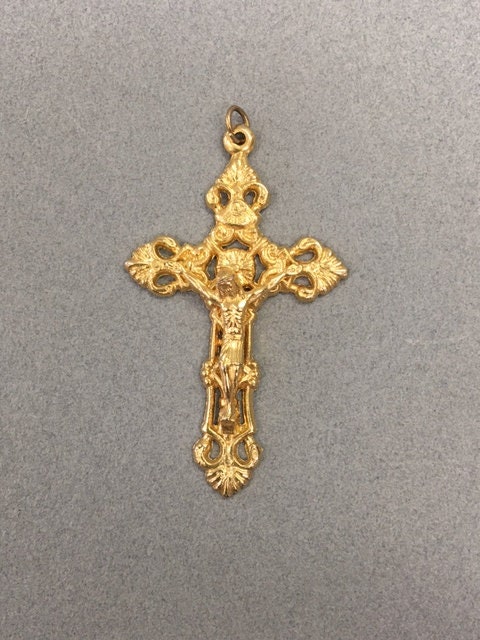 Silver Crucifix Cross for Rosary or Jewelry Making made in Italy 1-15/16  Long 
