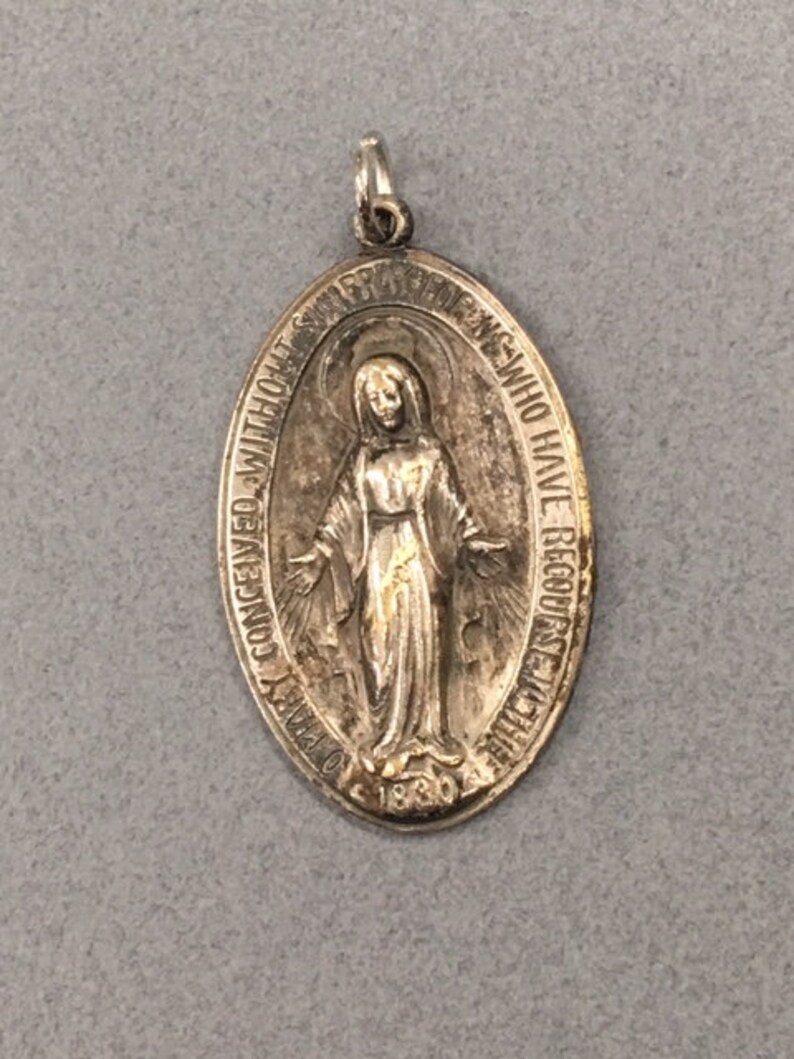 Miraculous Medal Virgin Mary Large .500 Silver Vintage Catholic Gift - Etsy