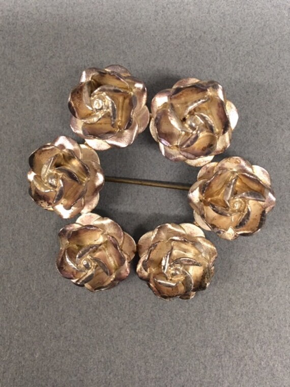 Rose Floral Brooch Taxco Sterling Mexico Lapel Pi… - image 3
