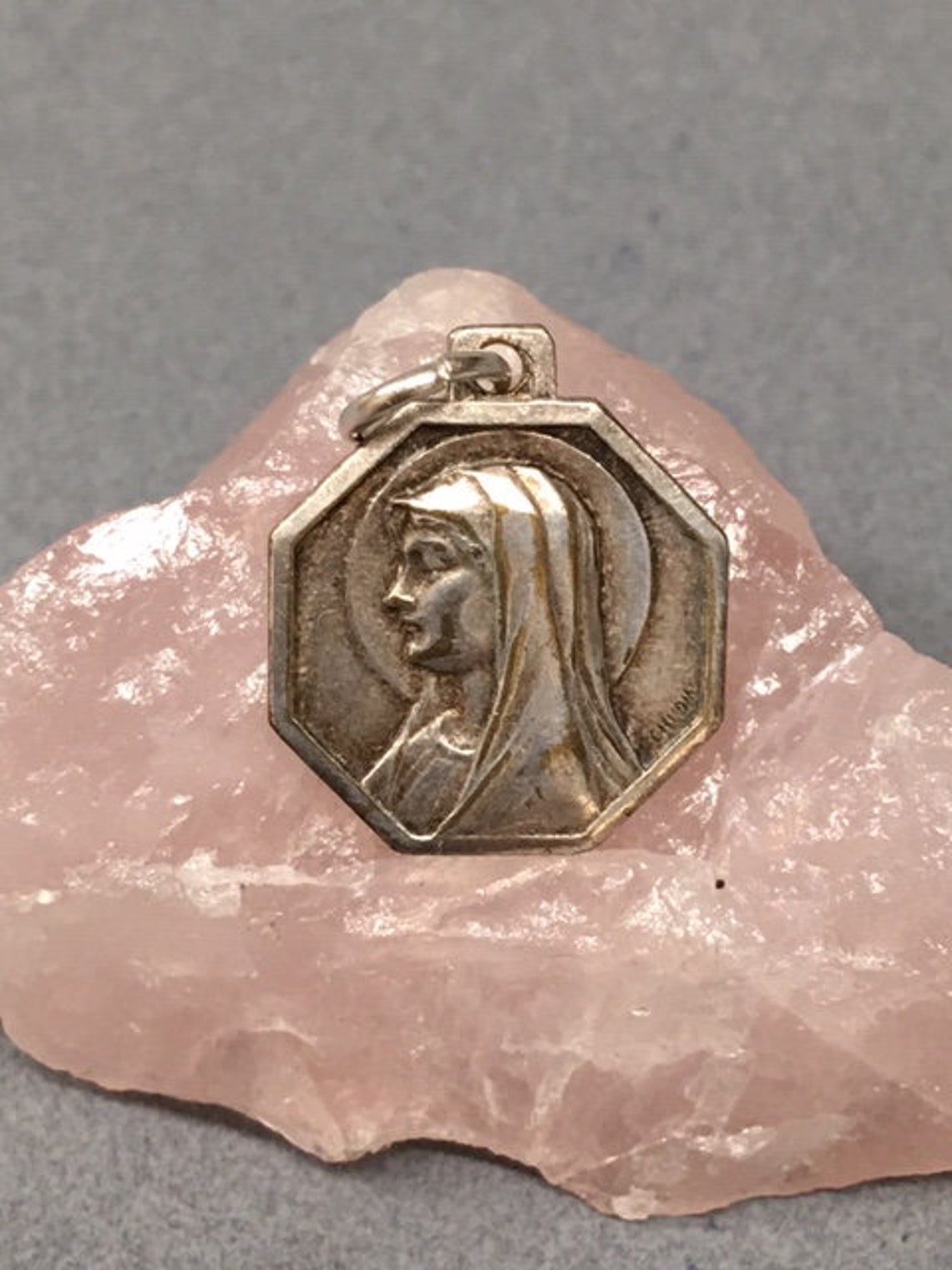 French Virgin Mary Medal Signed Blessed Mother Our Lady Vintage ...