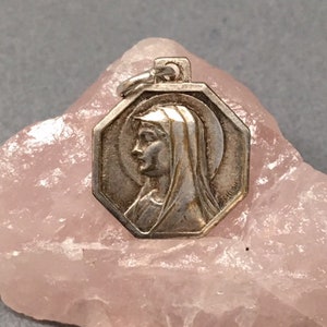 French Virgin Mary Medal Signed Blessed Mother Our Lady Vintage ...