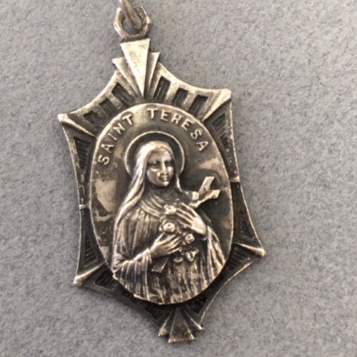 Antique St Teresa Medal Little Flower Vintage Catholic offers Gift