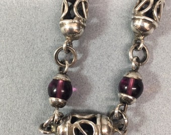 Purple Amethyst Bracelet Sterling Taxco Mexico Vintage Jewelry Gift
