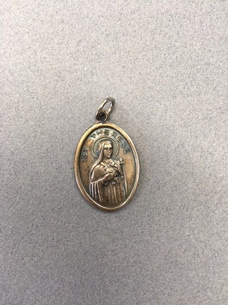 Saint Therese Medal St 800 Silver Holy Patron Pendant Image 0