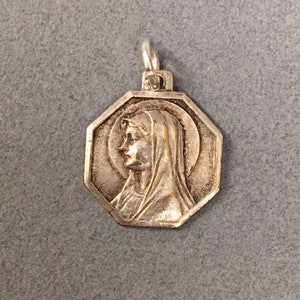 French Virgin Mary Medal Signed Blessed Mother Our Lady Vintage ...