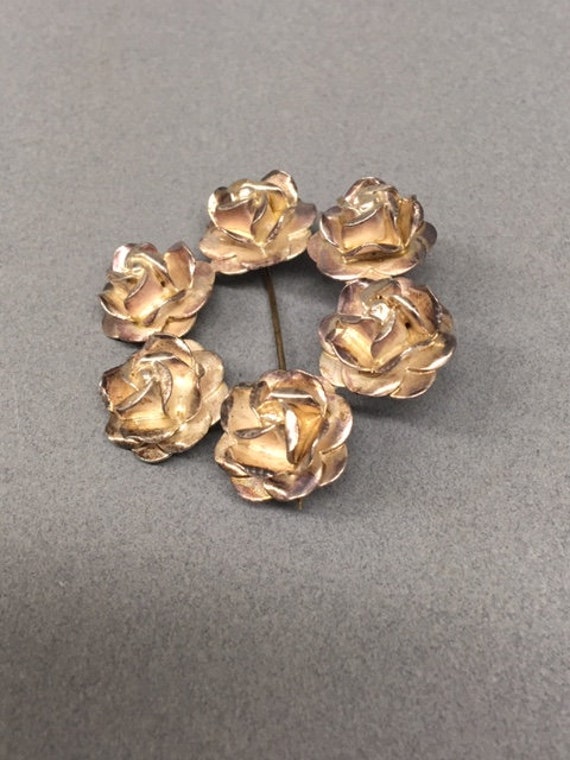 Rose Floral Brooch Taxco Sterling Mexico Lapel Pi… - image 5