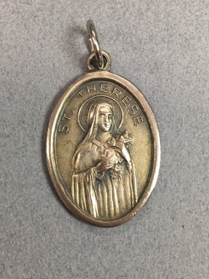 St Therese Medal Saint Relic Pendant Little Flower Image 0