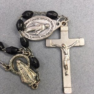 Black Munk Rosary Nun Priest Prayer Beads Ebony Vintage Catholic Gift