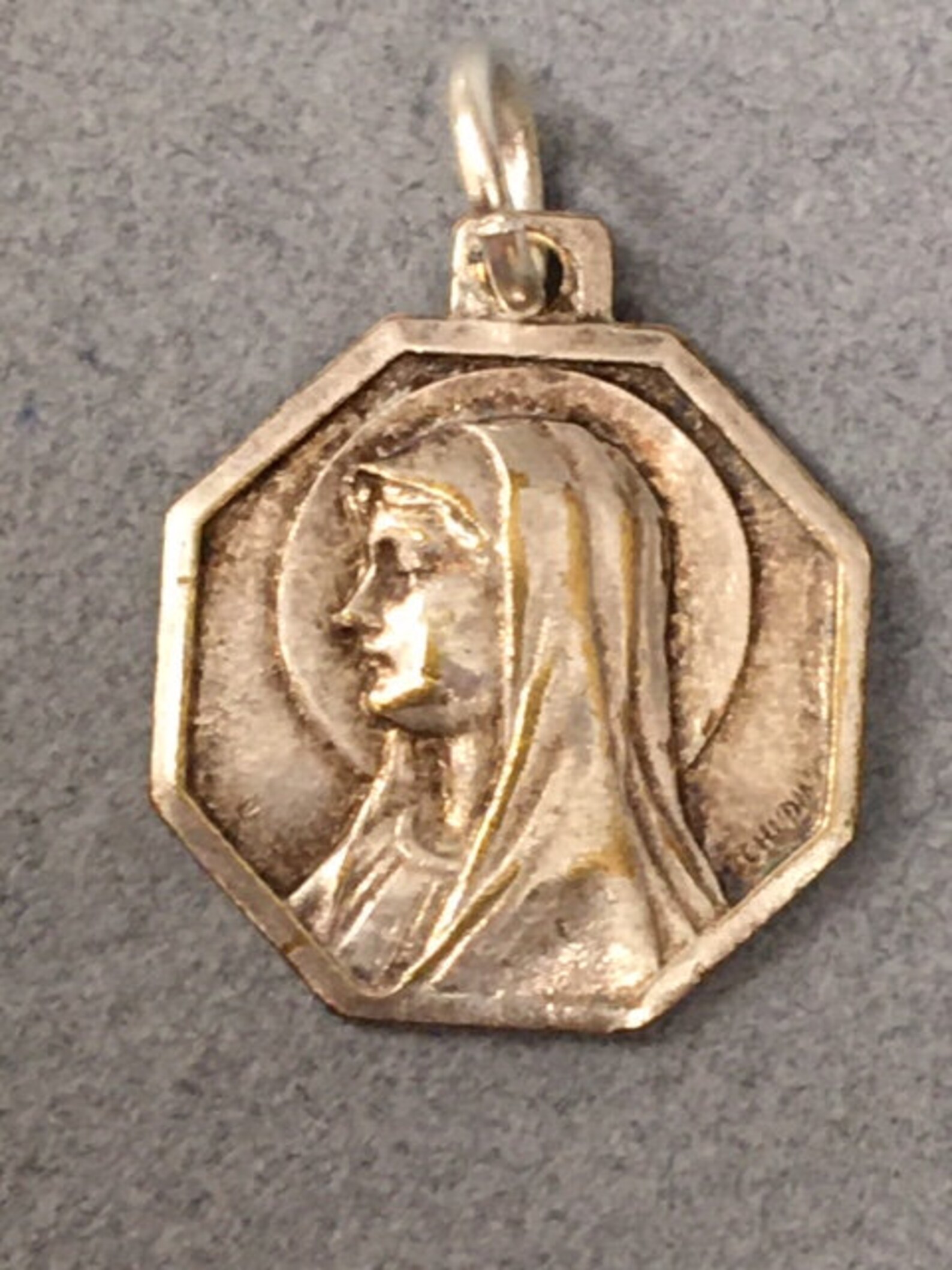 French Virgin Mary Medal Signed Blessed Mother Our Lady Vintage ...