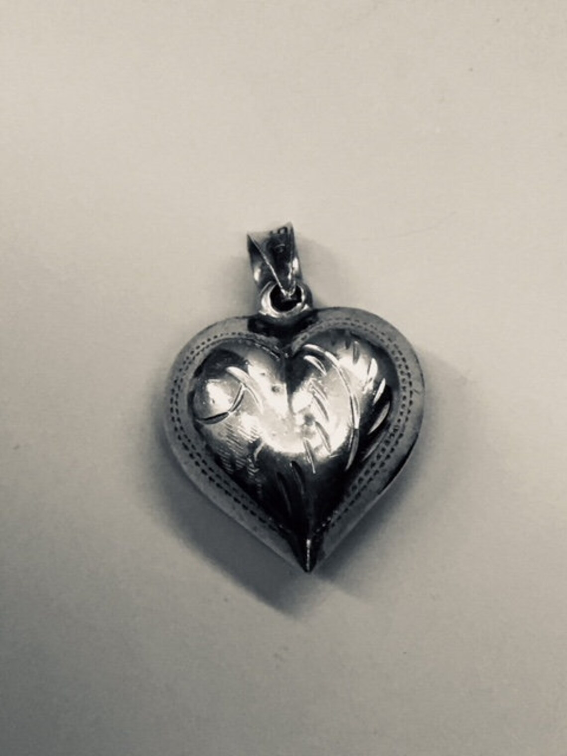 Sterling Heart Pendant Puffy Engraved Vintage Jewelry Gift Etsy