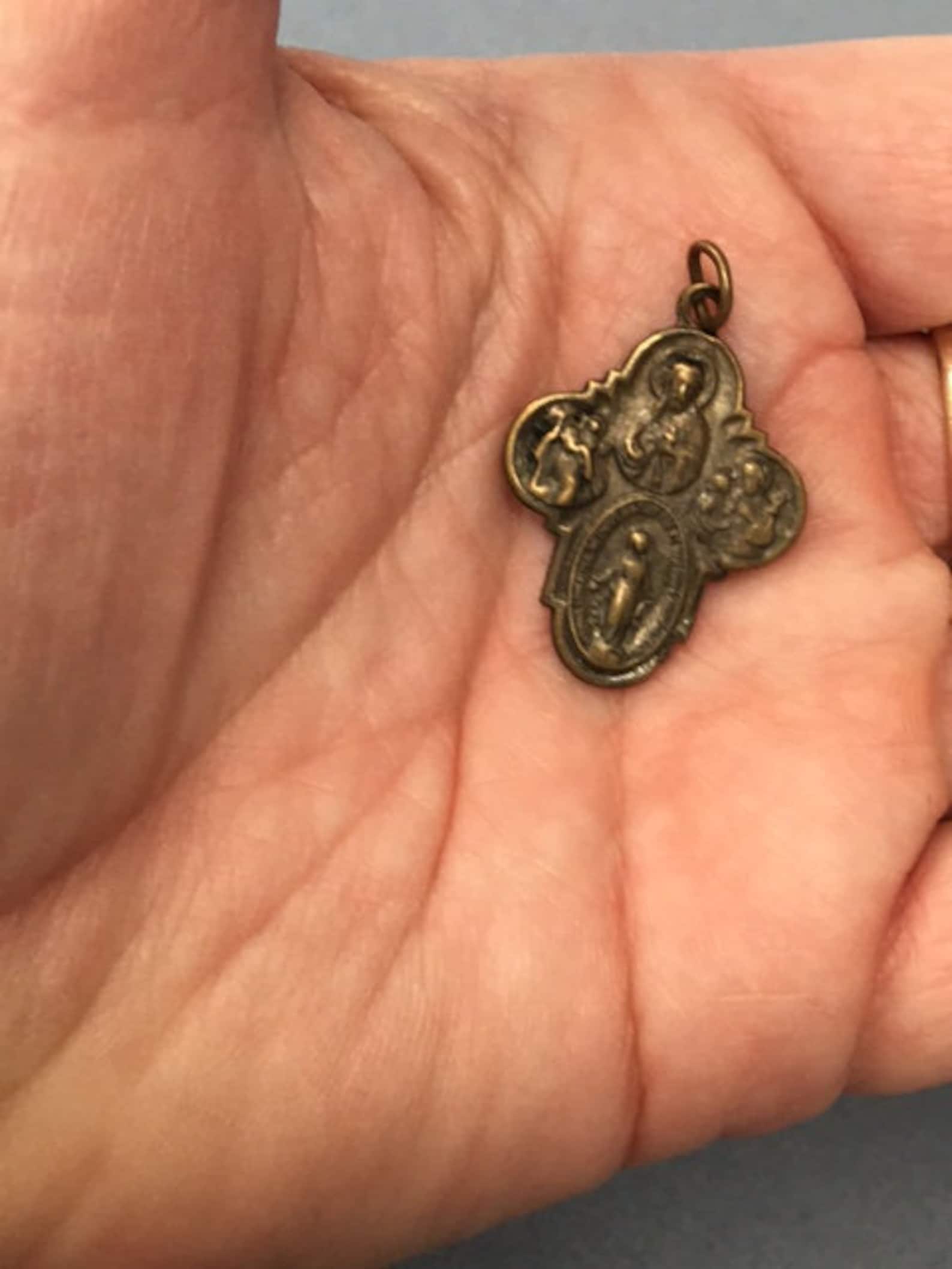 4 Way Cross Pendant Four Way Medal Miraculous Miracle Vintage Catholic ...