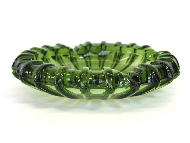 Blenko Glass Ashtray Green Art Glass Mid Century Madmen Modern Etsy