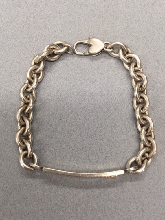 Sterling ID Bracelet 14K Gold Chunky Vintage Gem