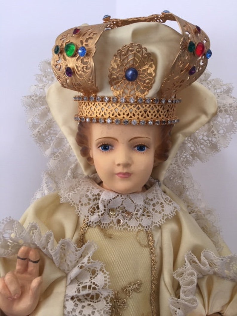 Large Infant Prague Figurine Holy Child Jesus Catholic Statue Etsy