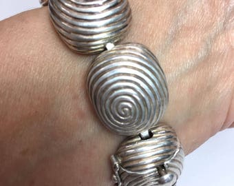 Sterling Thumbprint Bracelet Signed Silver Modern Vintage  Jewelry Gift