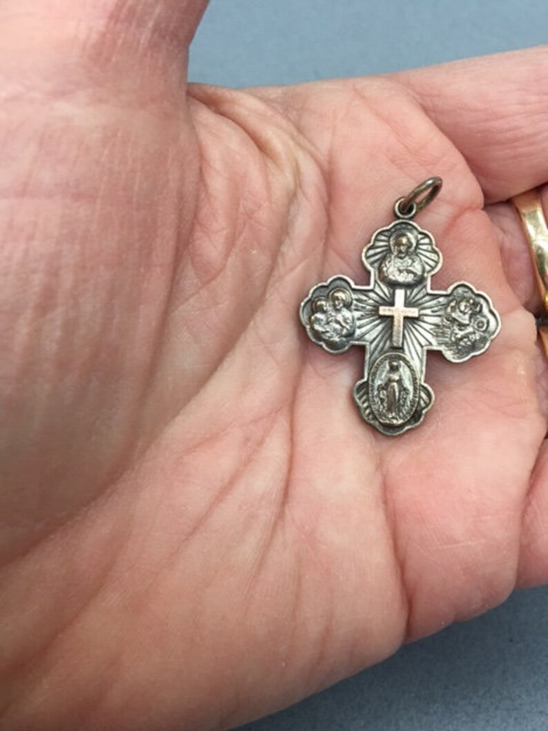 4 Way Cross Pendant Four Way Medal Cross Miraculous Miracle Etsy