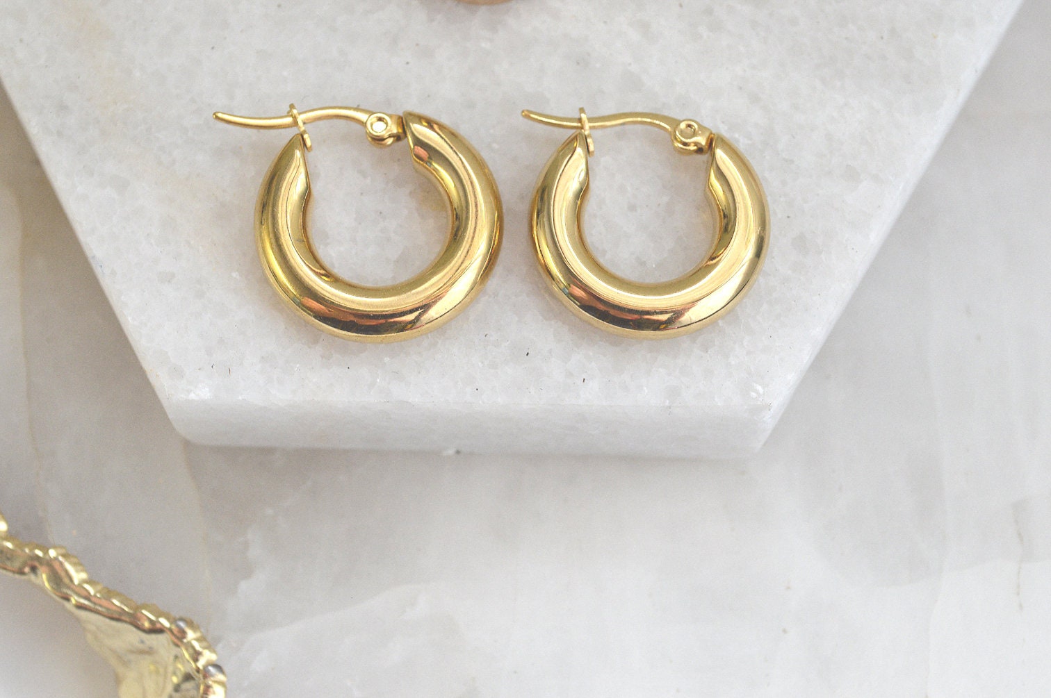 Gold Hoop Earrings - 14KT Gold Hoops - Chunky Hoop Earrings - Lulus